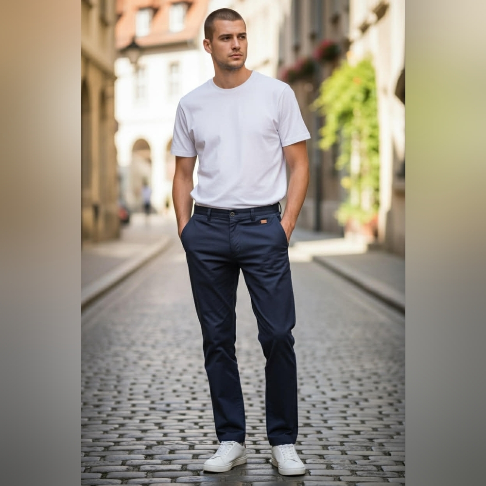 Burberry Brit Navy Chinos with Check Lining
